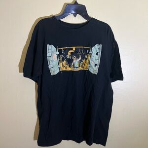 Black and Yellow Short Sleeve Tee with Graphic Design